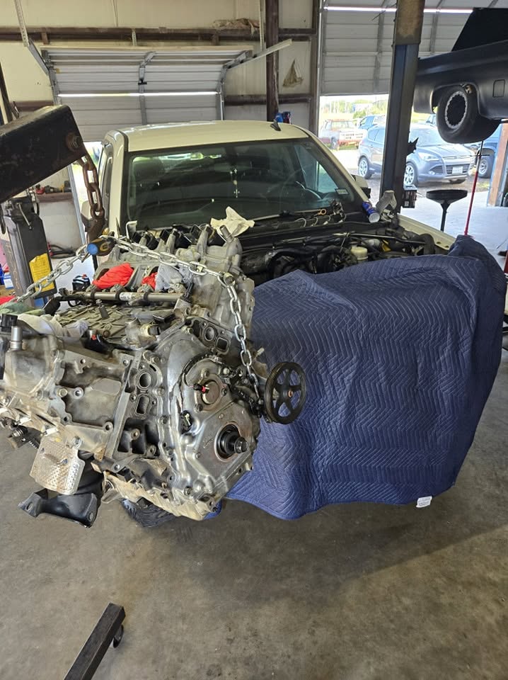 Engine swap in progress at HotRod Garage SB