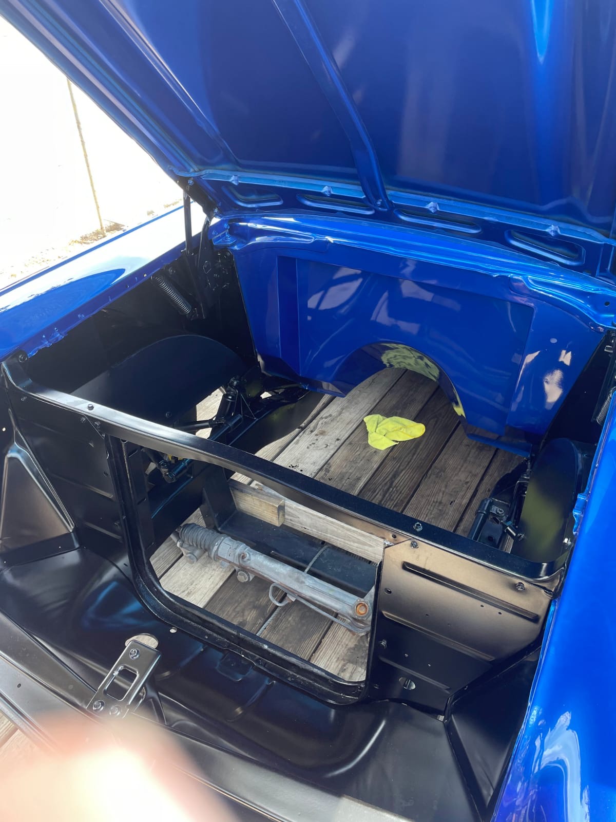 Body-off engine bay, ready for paint
